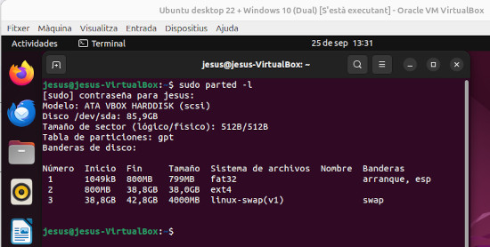 Imatge de comprovació del sistema d'arxius de la maquina virtual