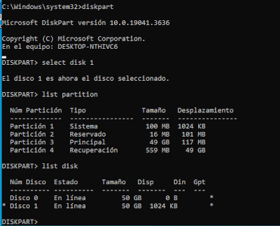 Imatge amb les particions existents al disc dur amb Windows 10
