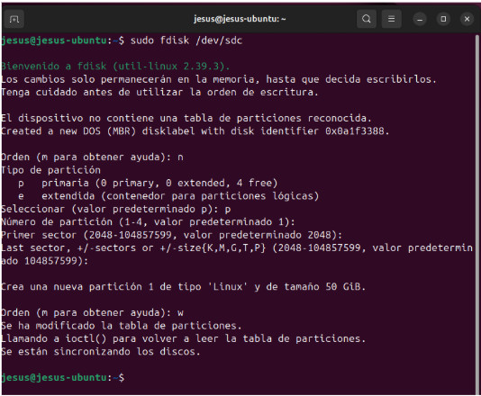 Imatge del particionat del disc dur
