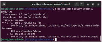Imatge on es veu que Audacity ja esta instal·lat al sistema