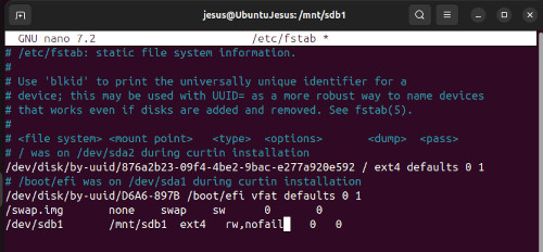 imatge de configuració del fitxer fstab
