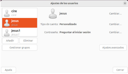 Pantalla de l'aplicació gnome-system-tools